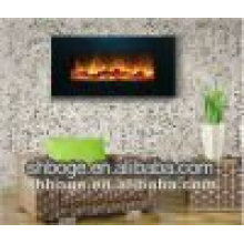 indoor wall hanging fireplace with wooden frame